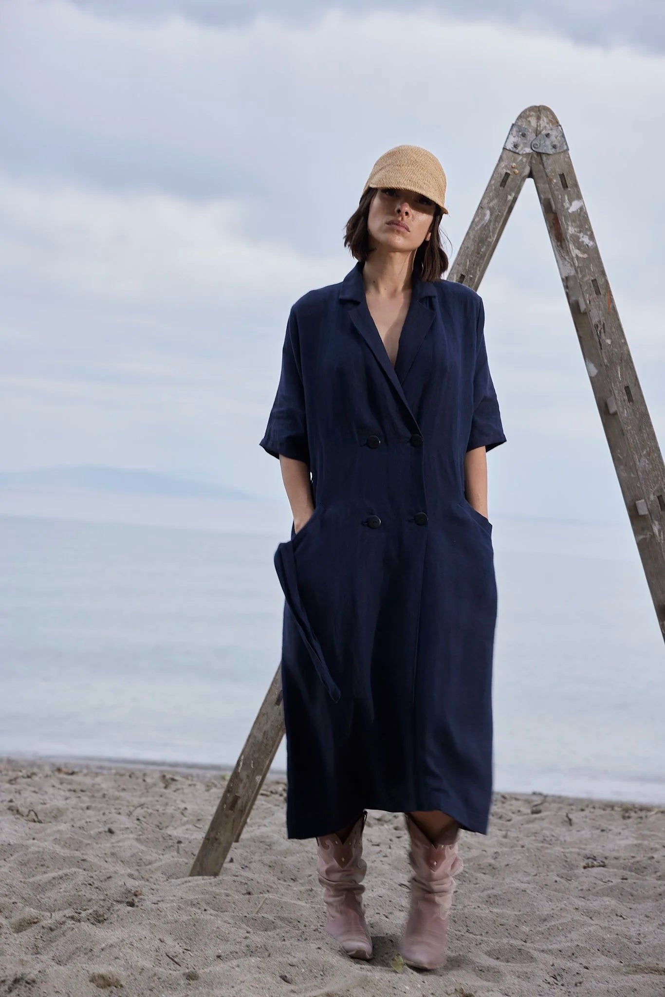 RE/Jungle Folk / Serah Coat Dress - Midnight Blue