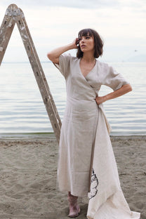 RE/Jungle Folk / Robe portefeuille ERICA - beige