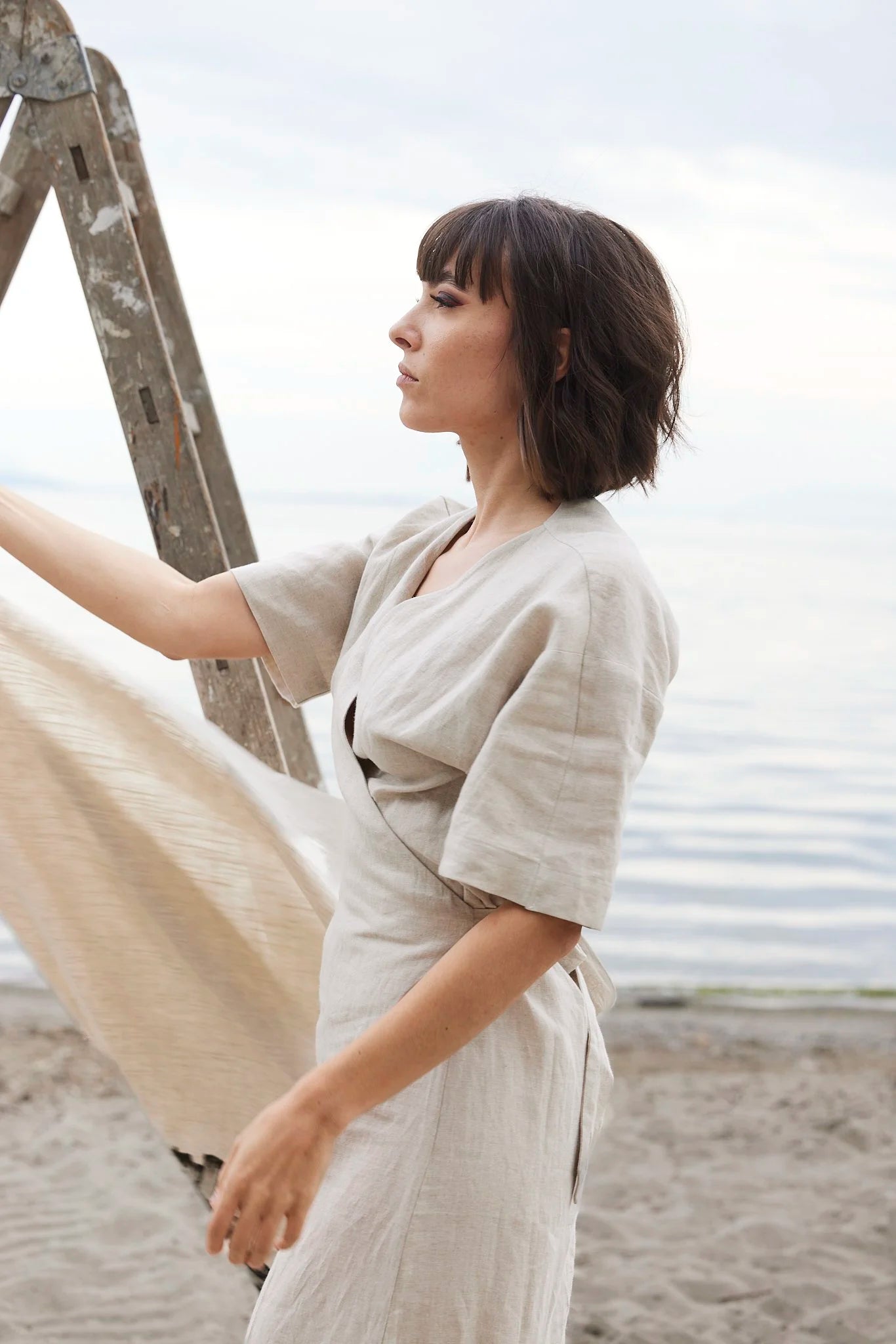 RE/Jungle Folk / Robe portefeuille ERICA - beige