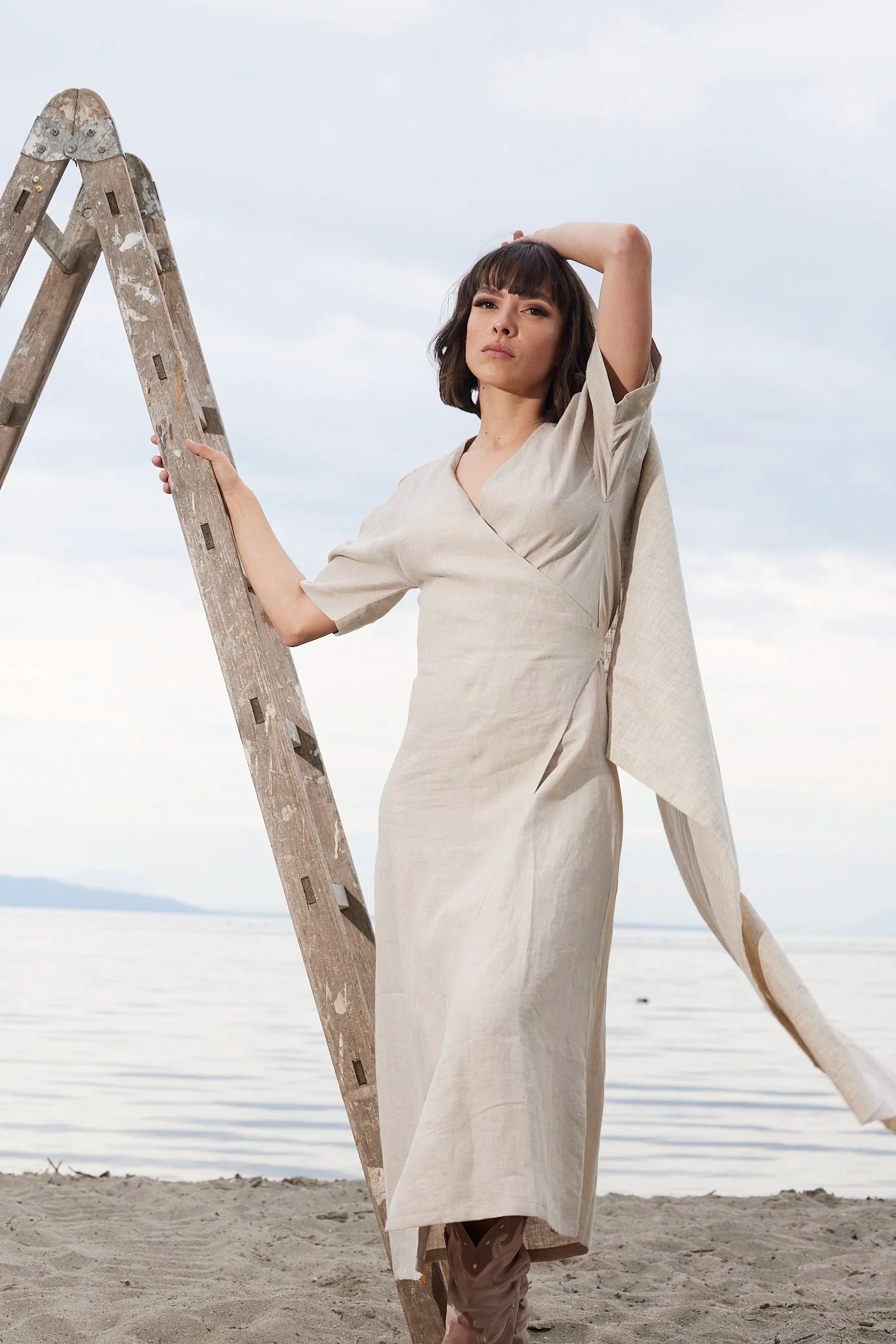 RE/Jungle Folk / Robe portefeuille ERICA - beige