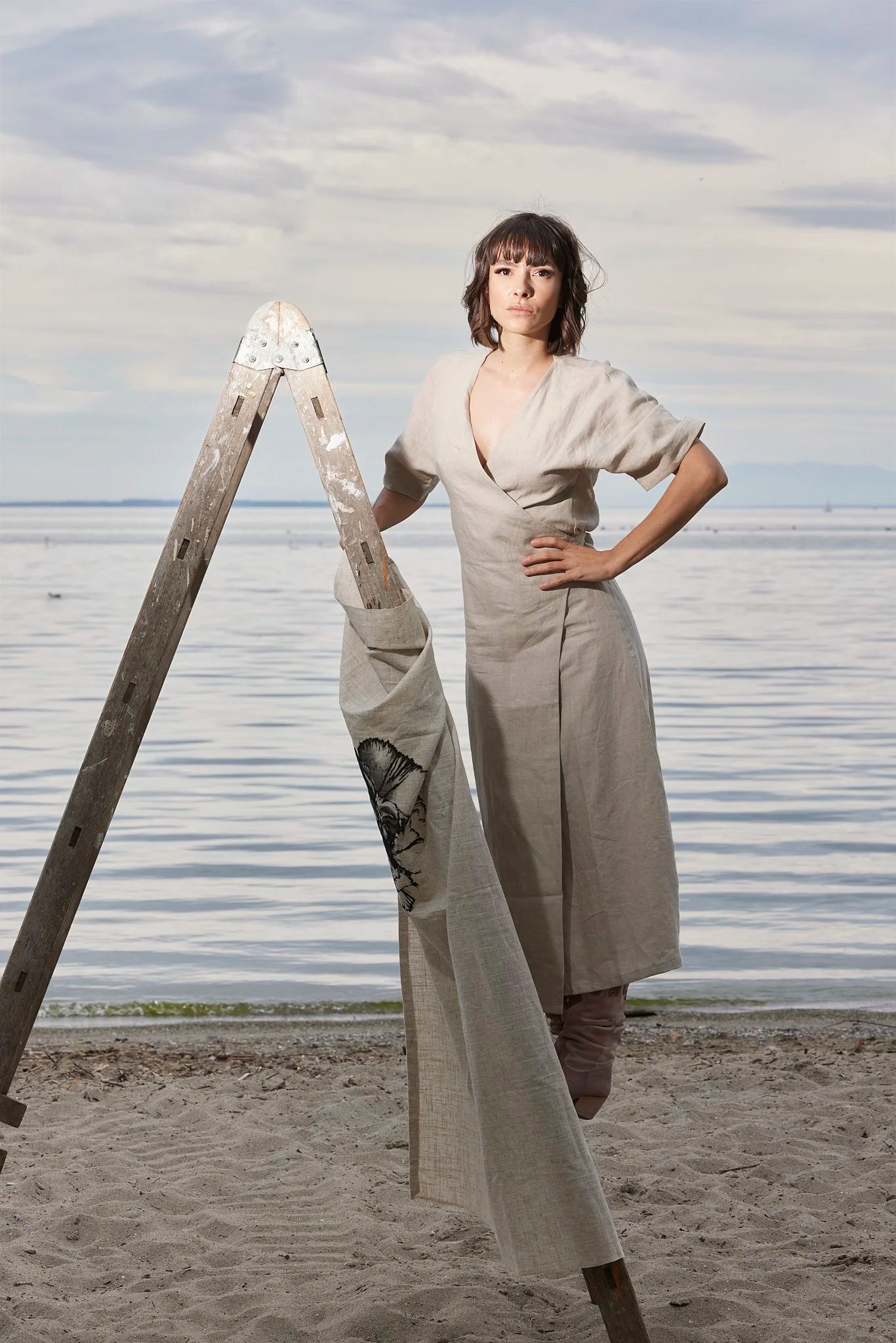 RE/Jungle Folk / Robe portefeuille ERICA - beige