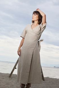 RE/Jungle Folk / Robe portefeuille ERICA - beige