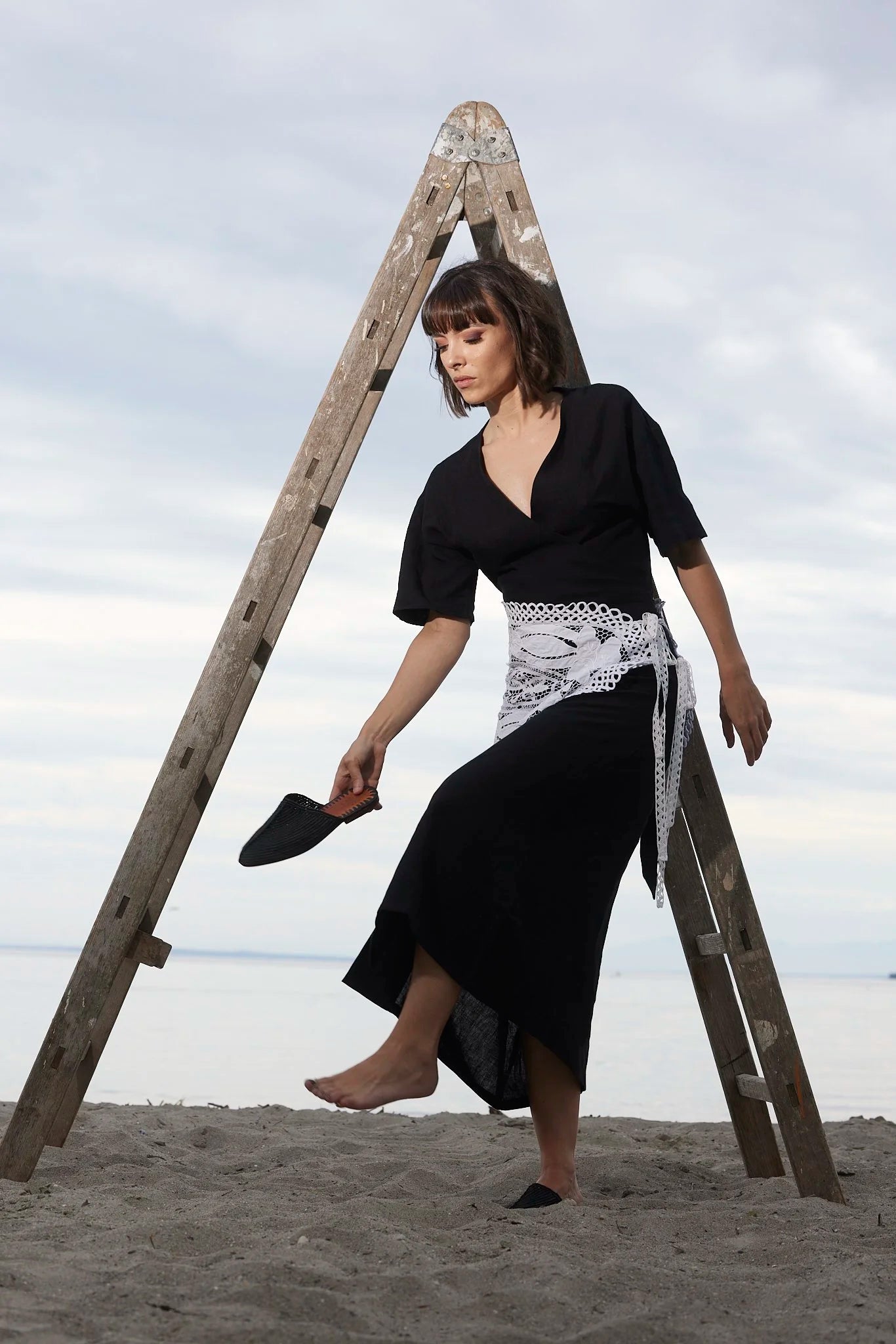 Jungle Folk / Mocassins en paille - Noir