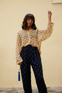 Pantalons RE/Folklore, marine/ikat