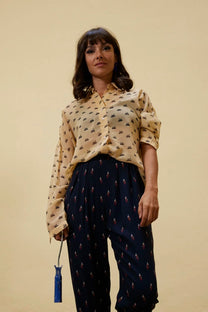 Pantalons RE/Folklore, marine/ikat