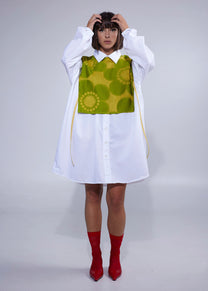 RE/Cover / Gilet à nœuds n°7- vert à motifs fleuris