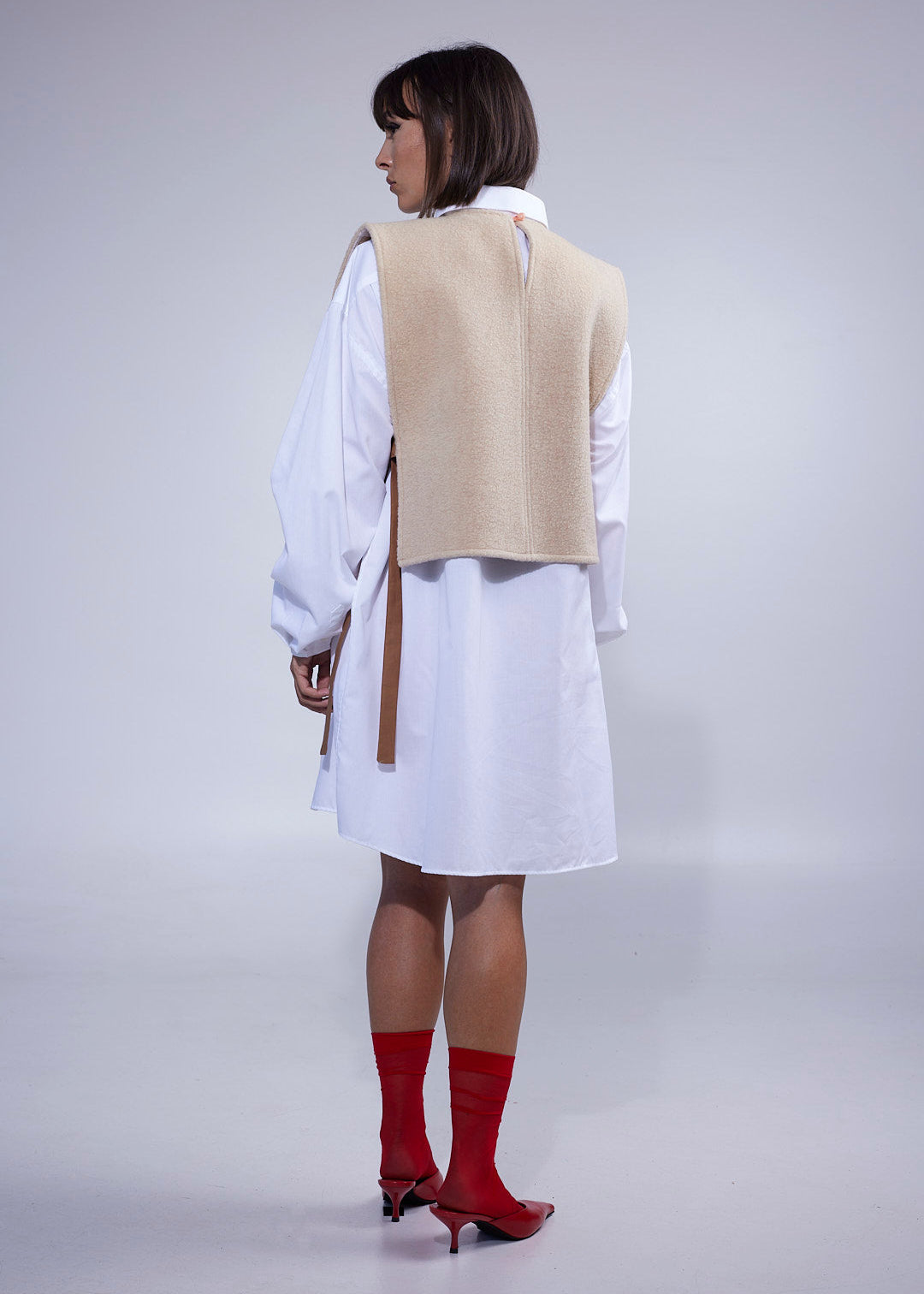RE/Cover / Gilet à nœuds n°6- beige à fleurs