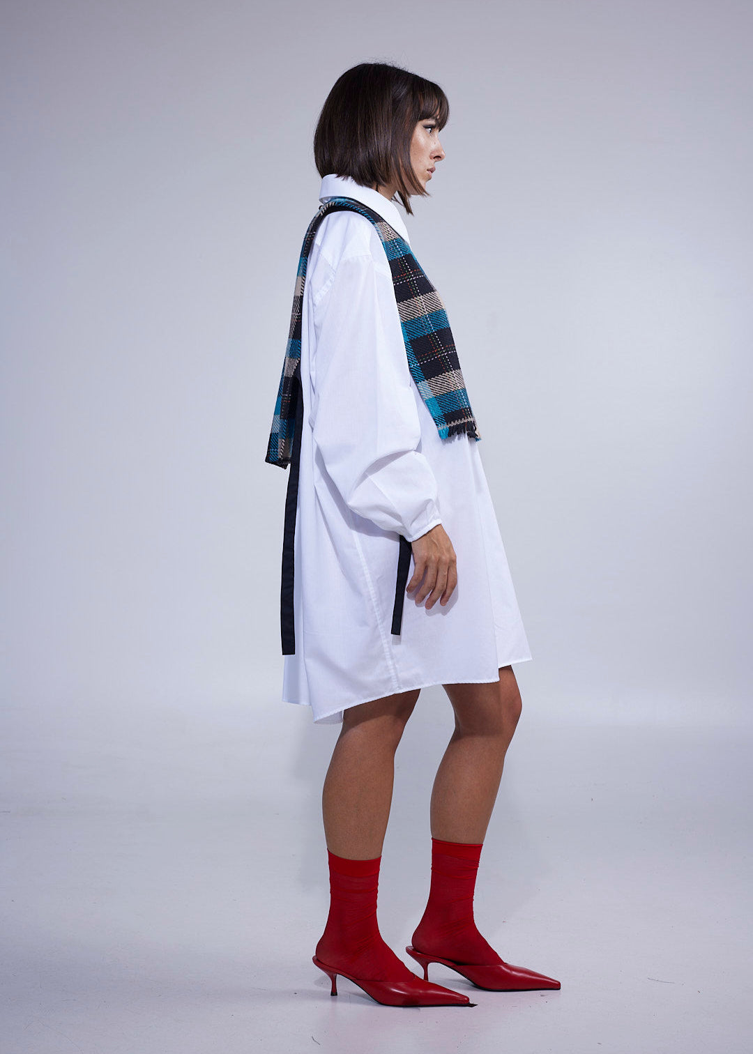 RE/Cover / Gilet à nœuds n°4 - bleu à carreaux