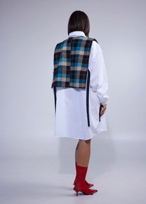 RE/Cover / Gilet à nœuds n°4 - bleu à carreaux
