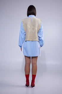 RE/Cover / Gilet à nœuds n°1 - beige fleuris