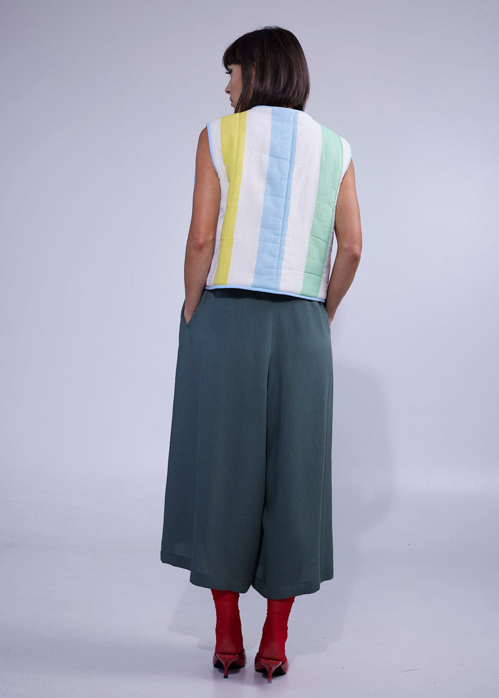 RE/Cover / Gilet &quot;mouton&quot; court - rayé coloré