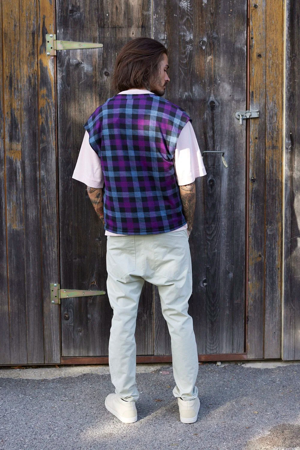 RE/LABO / Gilet RE/Criminel, violet à carreaux