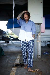 RE/Papa&#39;s shirt / Chemise manches longues, n°4 bleu-gris/rose