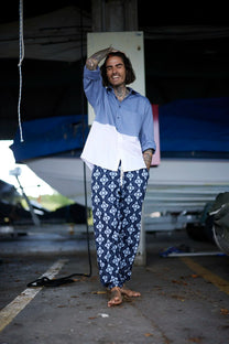 RE/Papa&#39;s shirt / Chemise manches longues, n°4 bleu-gris/rose