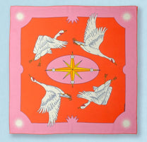 Silk square - red-pink duck