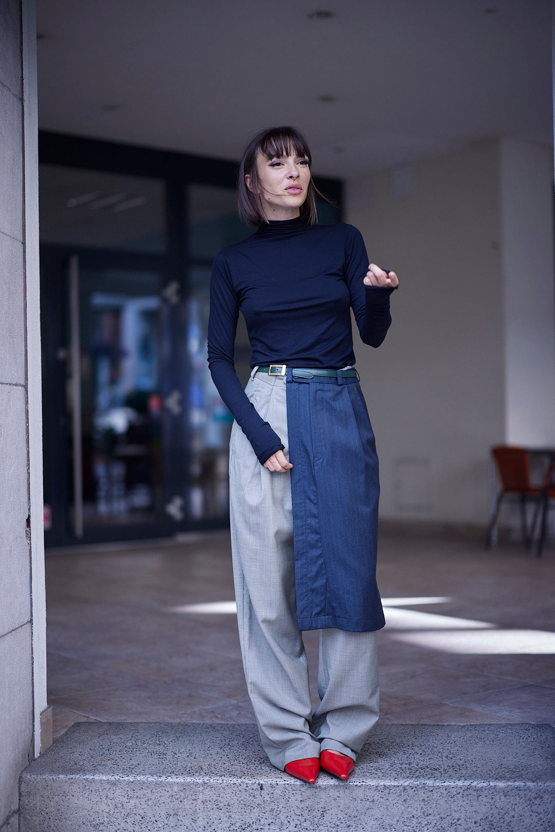 RE/Papa&#39;s Blazer Skirt - grise lignée