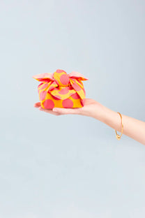 LABORATOIRE / Furoshiki-foulard - gris-rose à pois