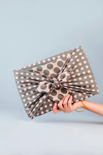 LABORATOIRE / Furoshiki-foulard - gris-rose à pois