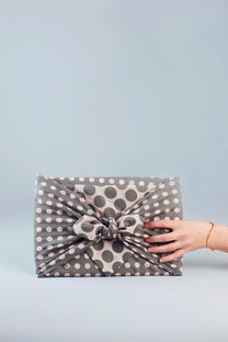 LABORATOIRE / Furoshiki-foulard - gris-rose à pois