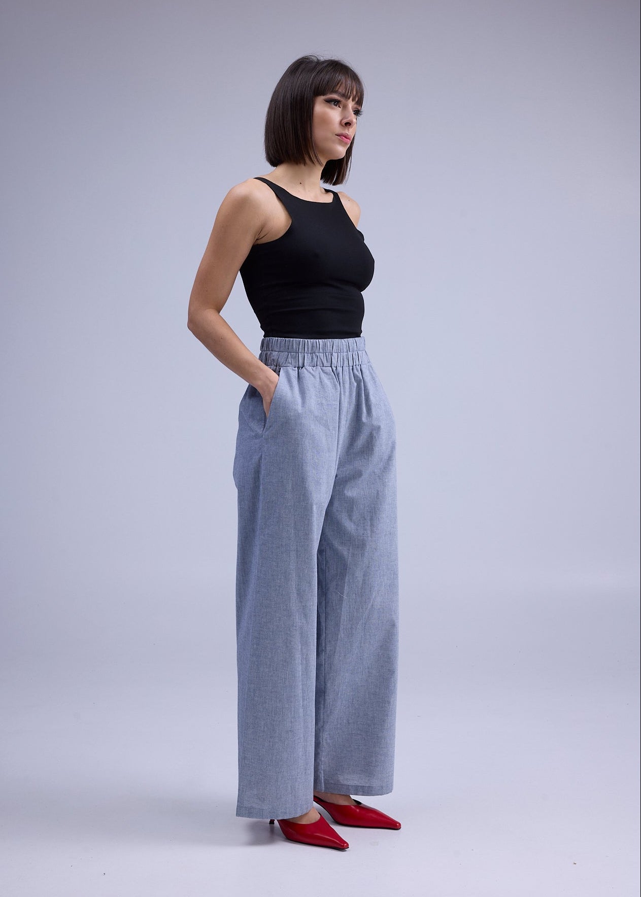 LABORATOIRE / Pantalons flou - N°3 gris/bleu chiné