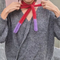 Tricot de Jacqueline / écharpe rouge et violet