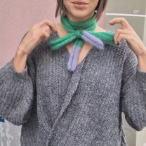 Tricot de Jacqueline / écharpe vert et lila