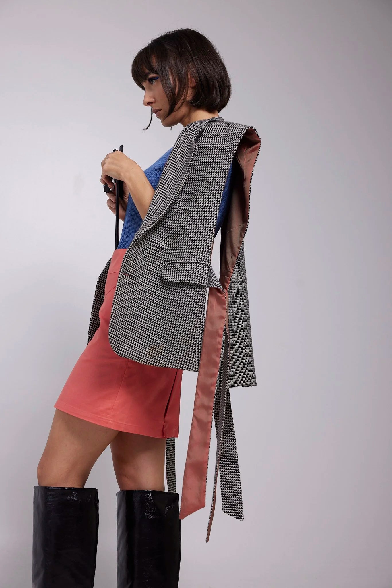 RE/Papa&#39;s Blazer à noeuds - n°16 motifs noir/beige