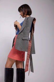 RE/Papa&#39;s Blazer à noeuds - n°16 motifs noir/beige