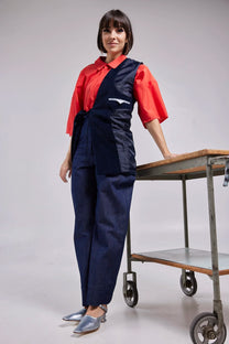 RE/Papa&#39;s Blazer demi - n°14 velours côtelé marine gauche