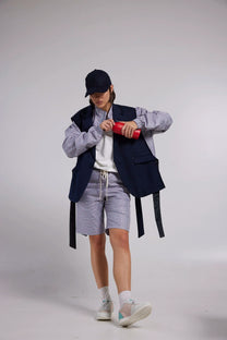 RE/Papa&#39;s Blazer à noeuds - n°15 marine petits carreaux