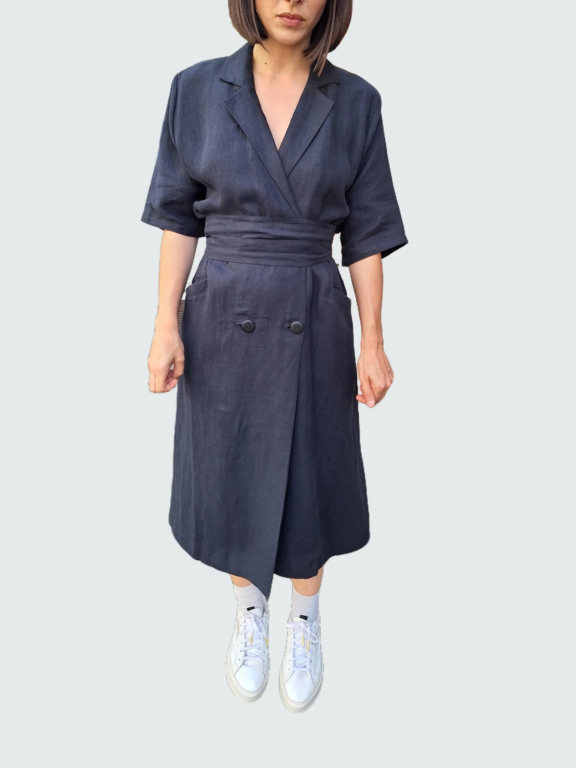 RE/Jungle Folk / Serah Coat Dress - Midnight Blue