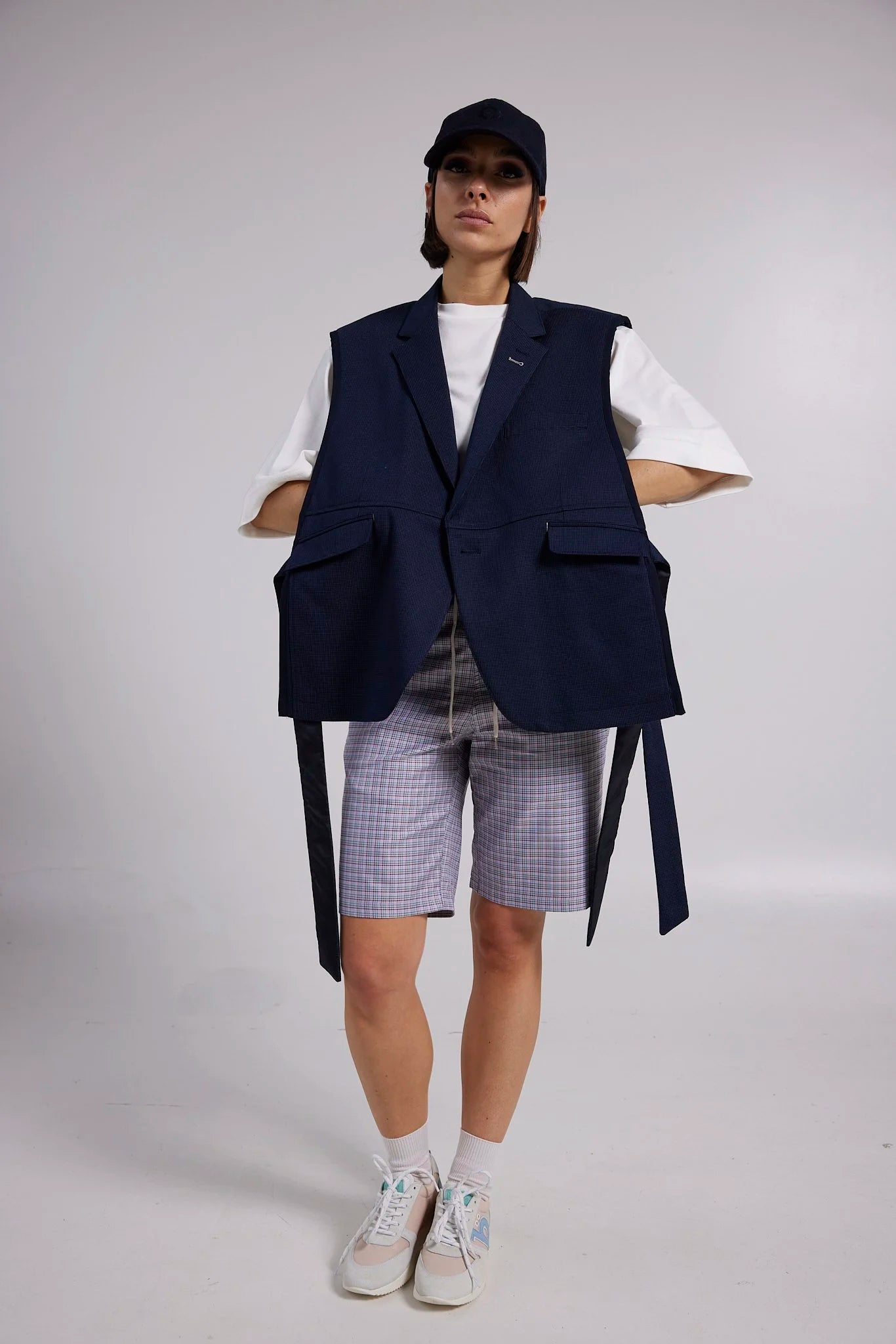 RE/Papa&#39;s Blazer à noeuds - n°15 marine petits carreaux
