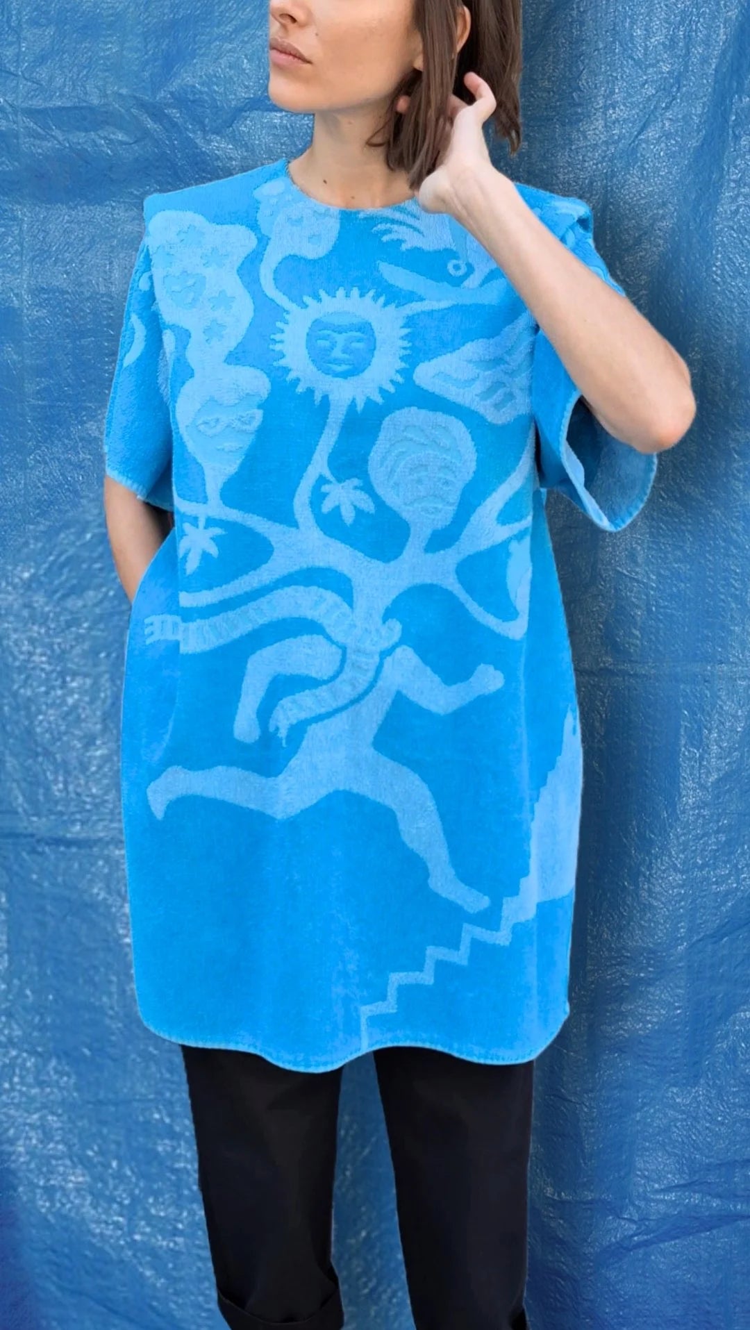 RE/Terry / Robe t-shirt tissu éponge ouvert sur les côtés - "course"