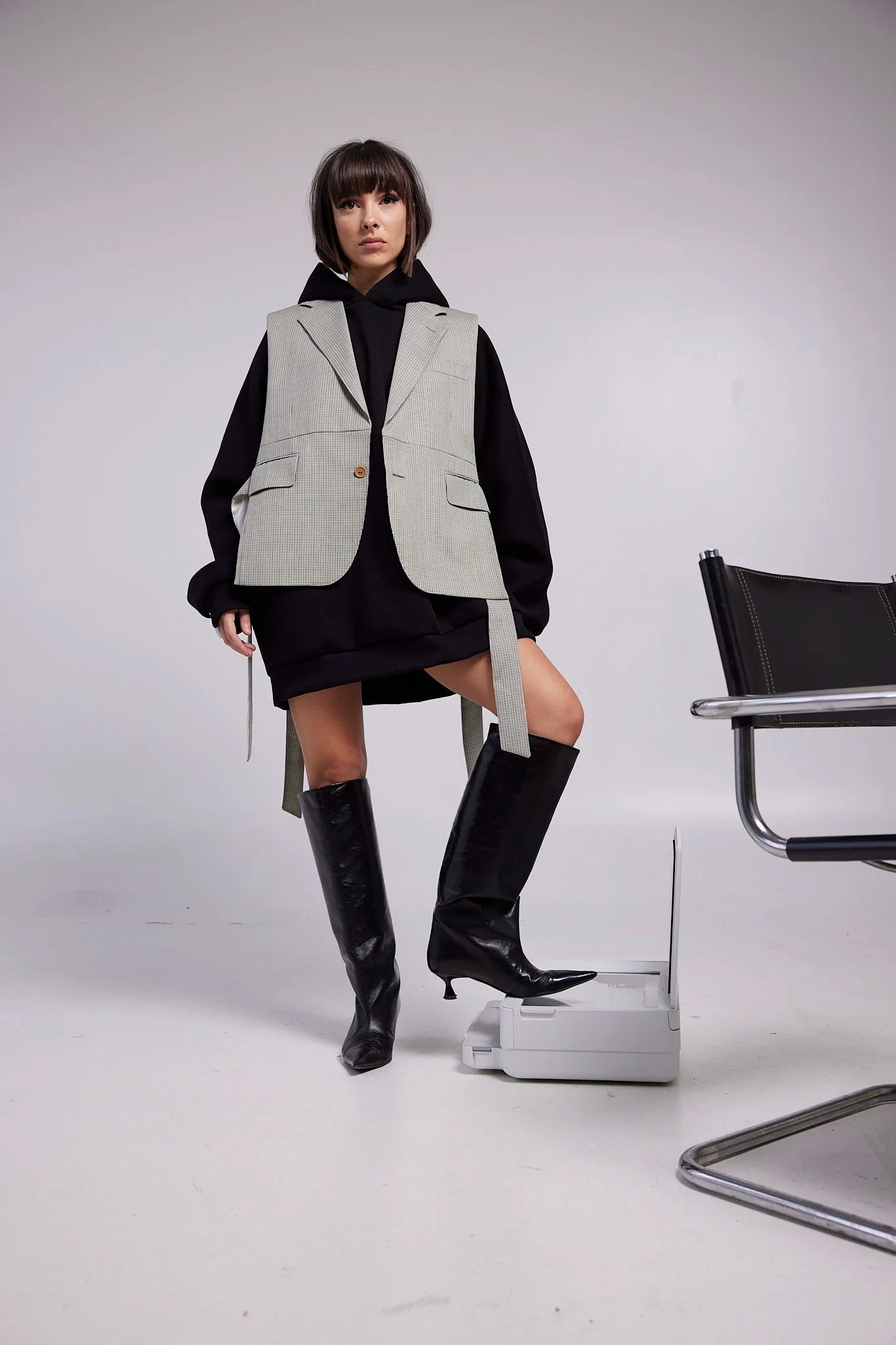 RE/Papa&#39;s Blazer à noeuds - n°10 beige à carreaux