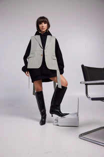 RE/Papa&#39;s Blazer à noeuds - n°10 beige à carreaux