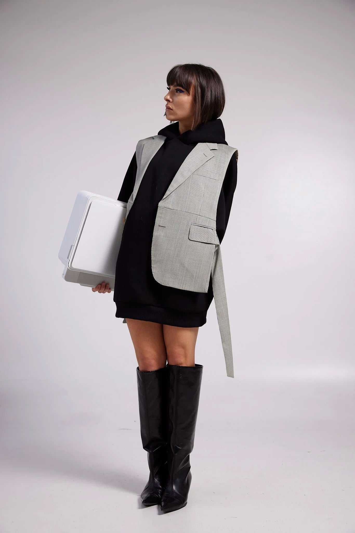 RE/Papa&#39;s Blazer à noeuds - n°10 beige à carreaux