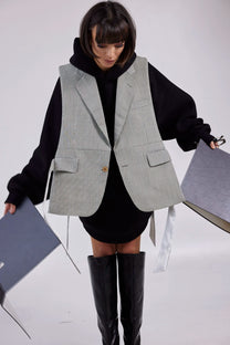 RE/Papa&#39;s Blazer à noeuds - n°10 beige à carreaux