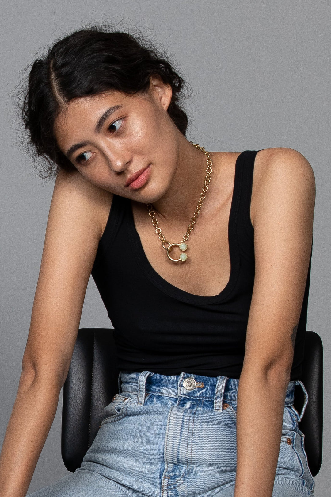 hana kim / Bubble Collier - Argent/Quartz Crystal