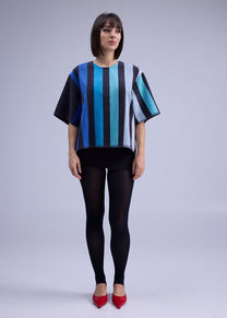 RE/Terry / Top Goutte terry cloth - No. 4 striped blue color scheme