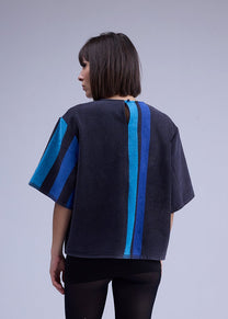RE/Terry / Top Goutte terry cloth - No. 4 striped blue color scheme