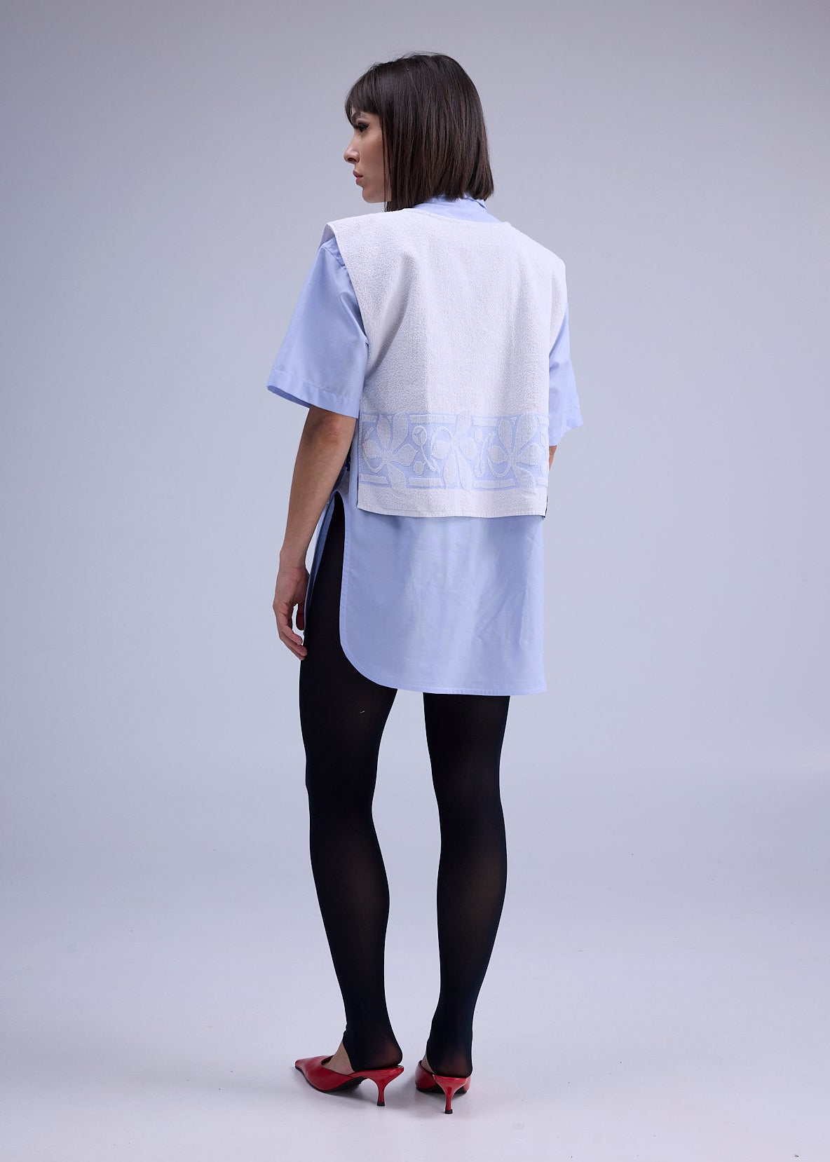 RE/Terry / Top tissu éponge à nœuds - N°3 bleu clair/blanc
