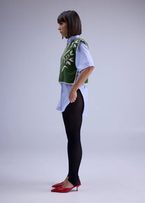 RE/Terry / Knot terry cloth top - N°2 green/beige
