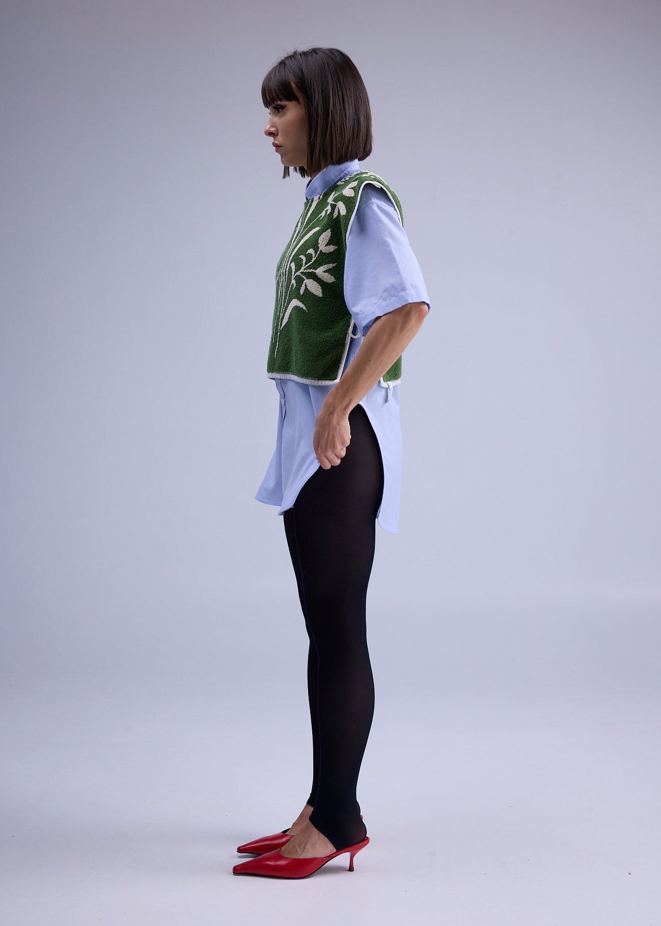 RE/Terry / Knot terry cloth top - N°2 green/beige