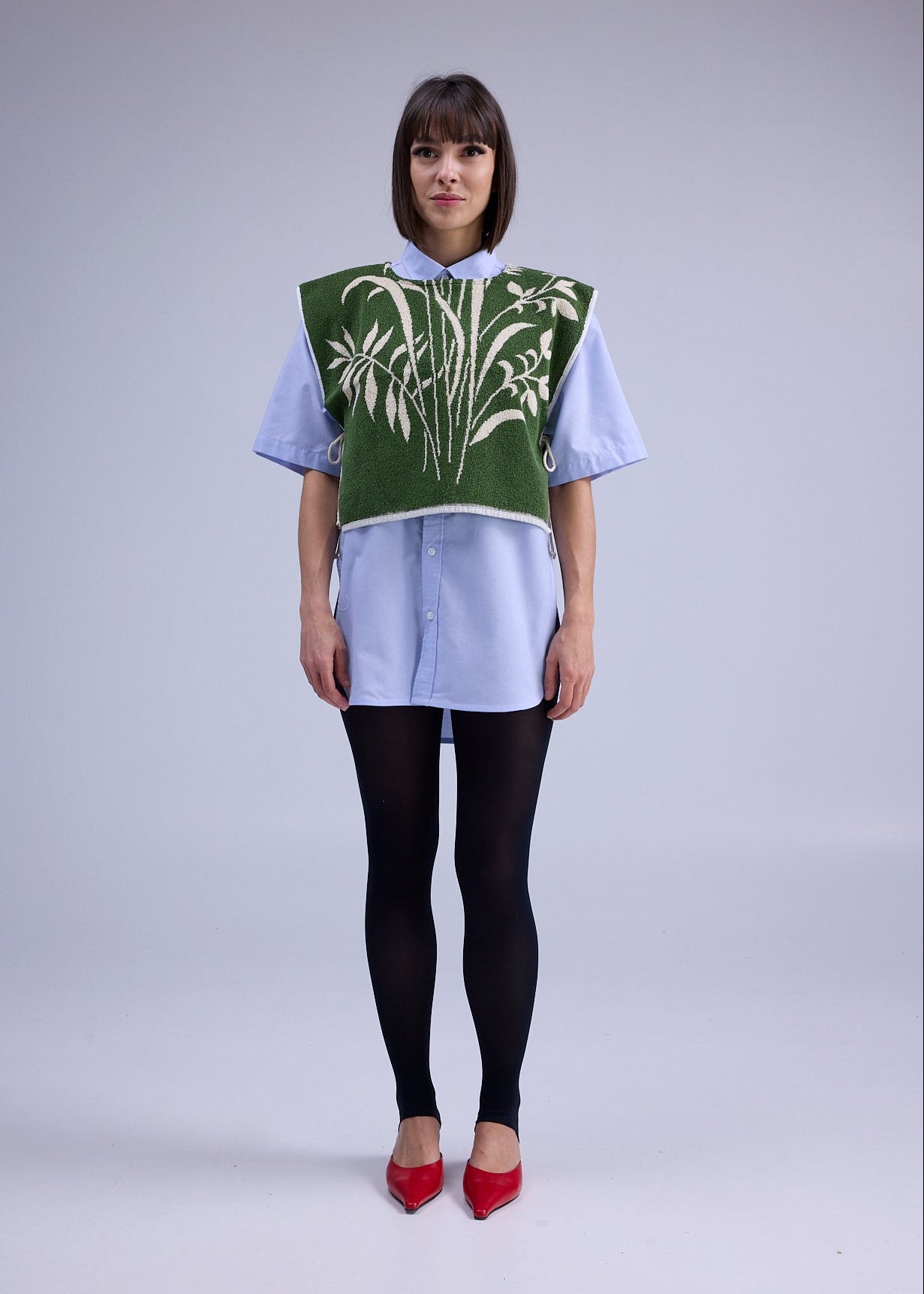 RE/Terry / Knot terry cloth top - N°2 green/beige