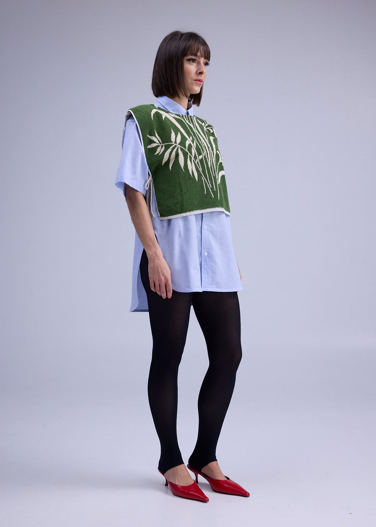 RE/Terry / Top tissu éponge à nœuds - N°2 vert/beige
