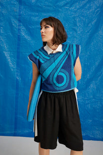 RE/Terry / Top tissu éponge - Bleu à motifs abstrait