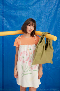 RE/Terry / Robe tissu éponge à bretelles - Blanc à motifs fleuris