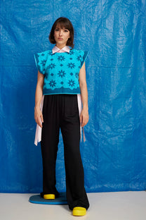 RE/Terry / Top tissu éponge - Bleu à fleurs