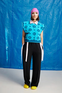 RE/Terry / Top tissu éponge - Bleu à fleurs