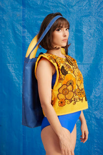 RE/Terry / Top tissu éponge - Jaune à motifs fleurs rétro